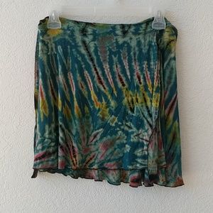 Tie die wrap mini skirt